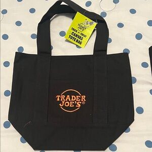 Trader Joe's Trick or Treat Black Canvas Tote Bag